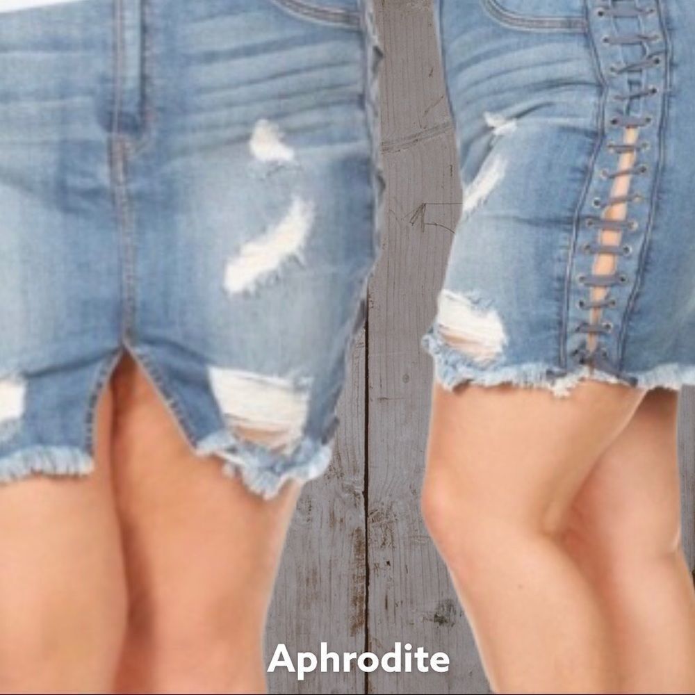 Aphrodite jean skirt! Lace up side effect! NWT